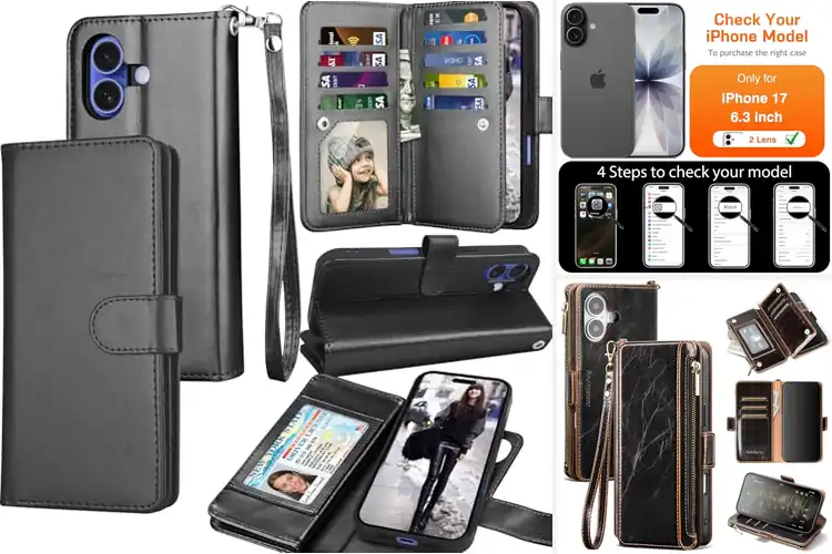 Detailed view of Best Luxury PU Leather Phone Pouch For iPhone 17